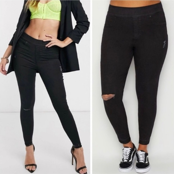 Spanx Women's Vintage Distressed Ankle Skinny Jeans Black Size M - Picture 2 of 13